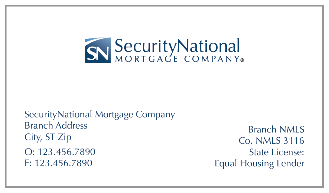 SecurityNational BUSINESS CARD - WHITE DESIGN HORIZONTAL