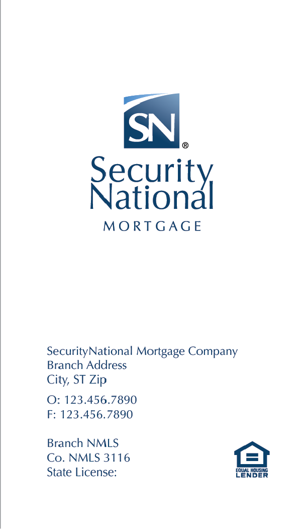 SecurityNational BUSINESS CARD - WHITE DESIGN VERTICAL