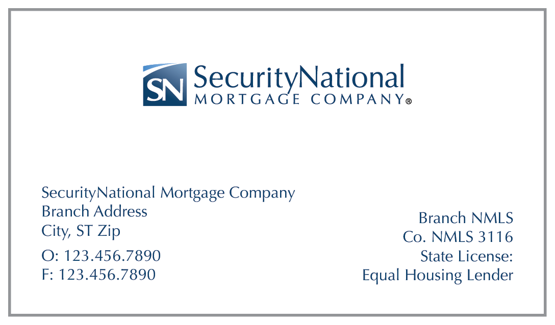 SecurityNational BUSINESS CARD  - WHITE DESIGN HORIZONTAL